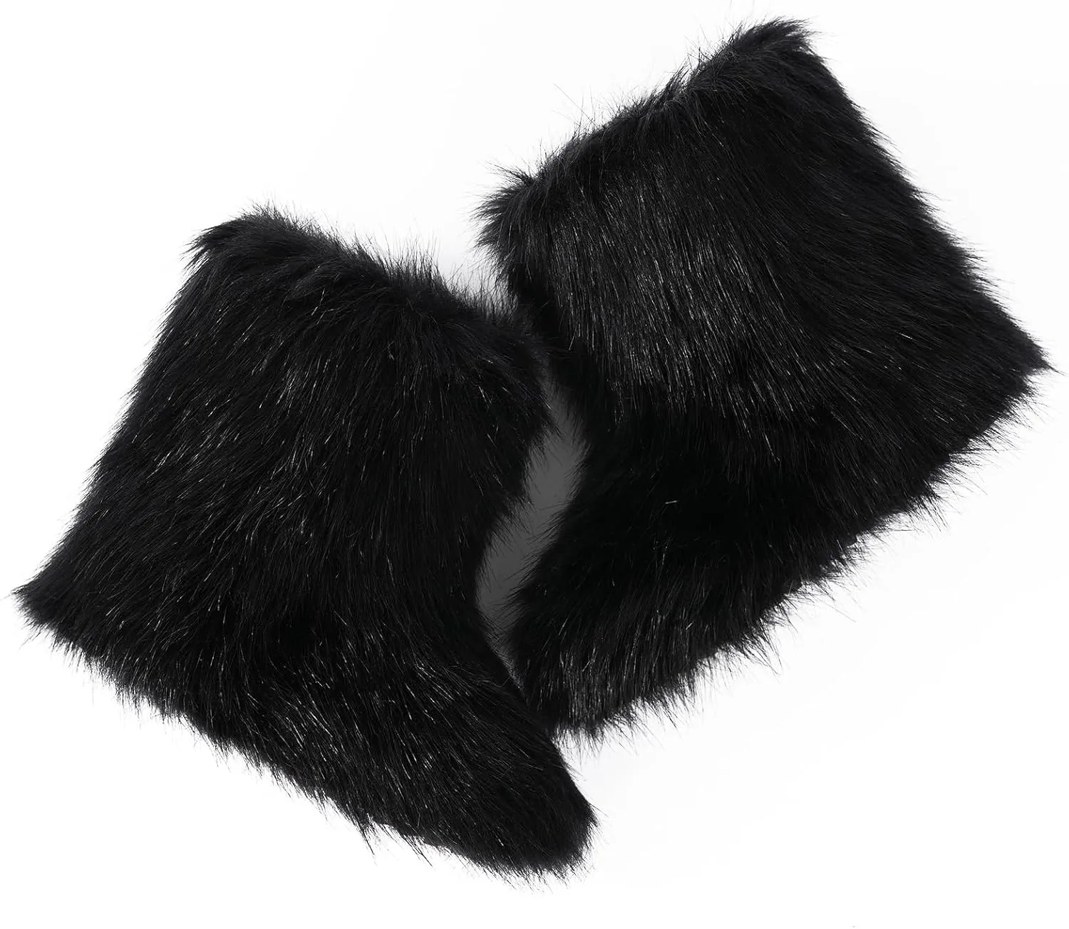ipx Furry Faux Fur Boots for Women Fuzzy Fluffy Mid Calf Round Toe Snow Boots Women's Fashion Comfy Winter Boots Plush Warm Short Flat Heel Mid-Calf Shoes