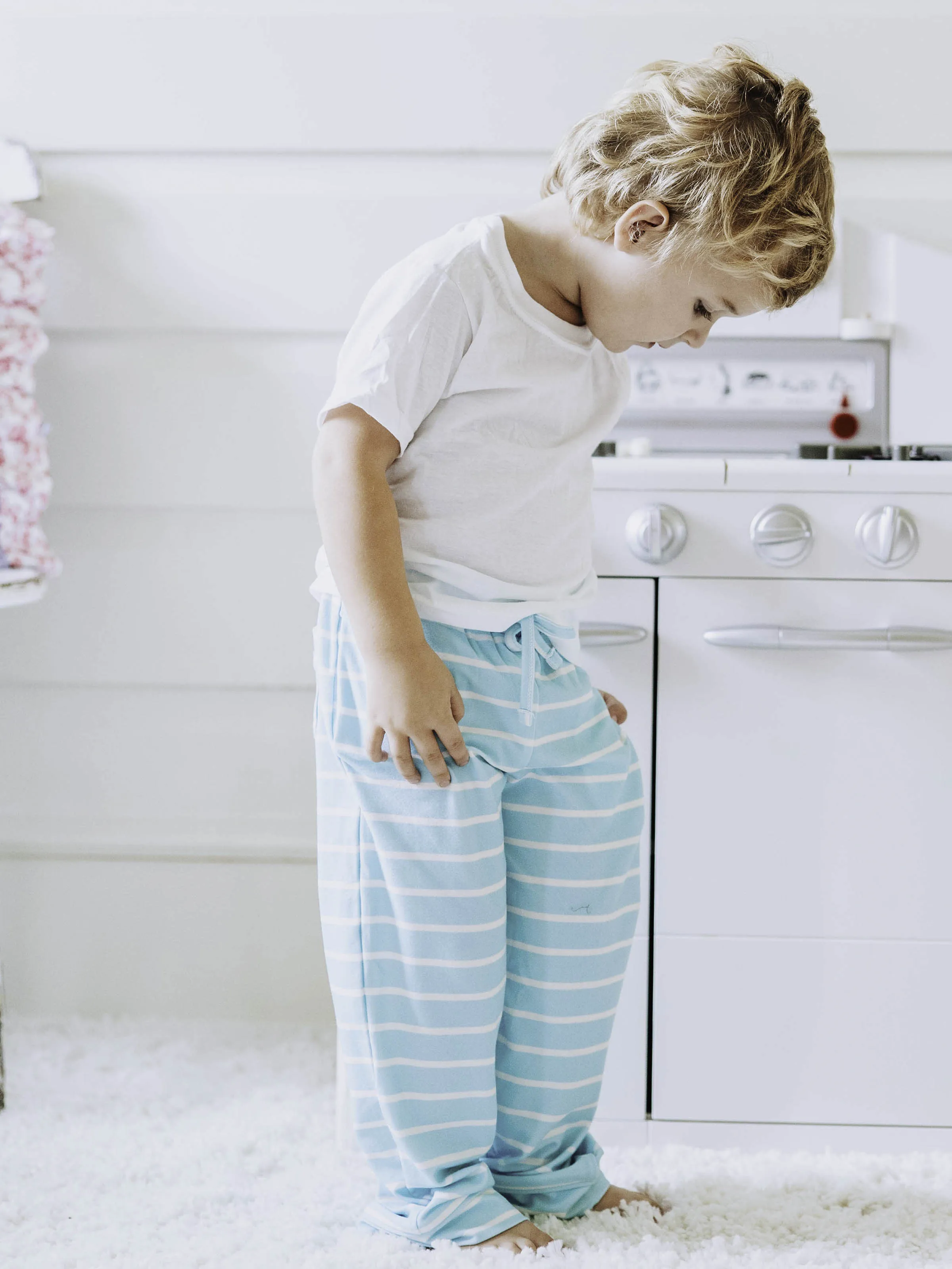 Kid's Everyday Pants - Aqua Blue Stripe