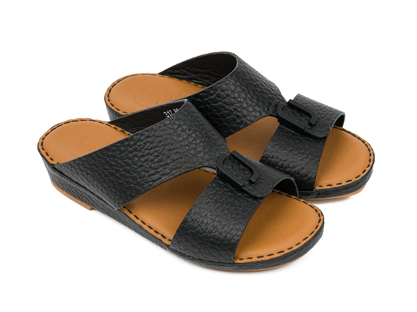 KIDS TIMELESS UNLINED HAMMERED DAVINCI ARABIC SANDALS BLACK