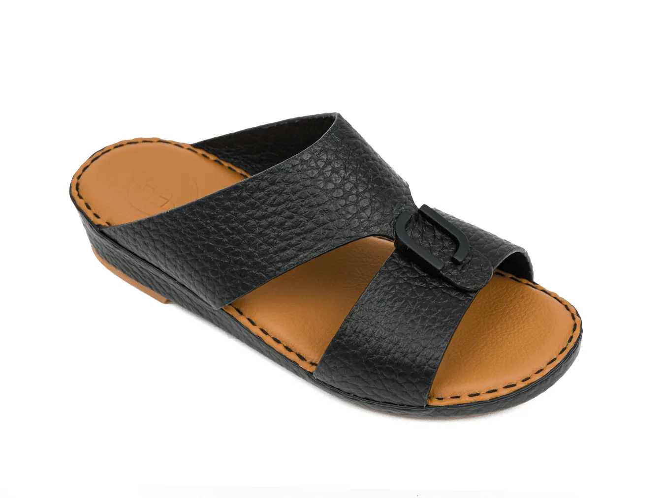 KIDS TIMELESS UNLINED HAMMERED DAVINCI ARABIC SANDALS BLACK