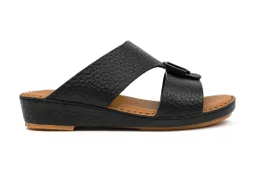 KIDS TIMELESS UNLINED HAMMERED DAVINCI ARABIC SANDALS BLACK