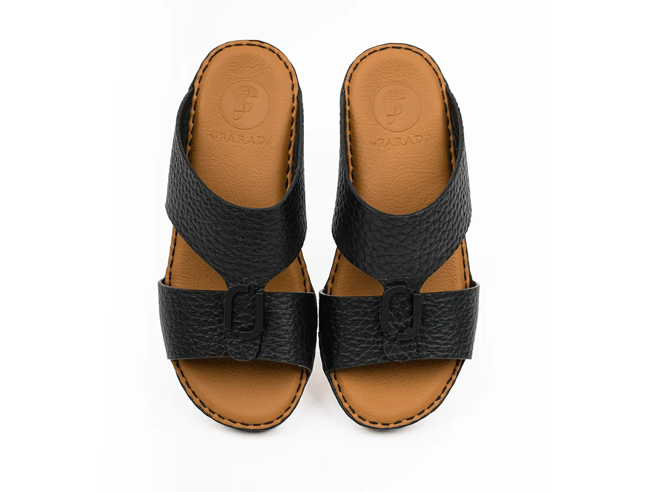 KIDS TIMELESS UNLINED HAMMERED DAVINCI ARABIC SANDALS BLACK