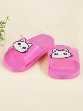 Kitty Face Slides for Girls - Dark Pink