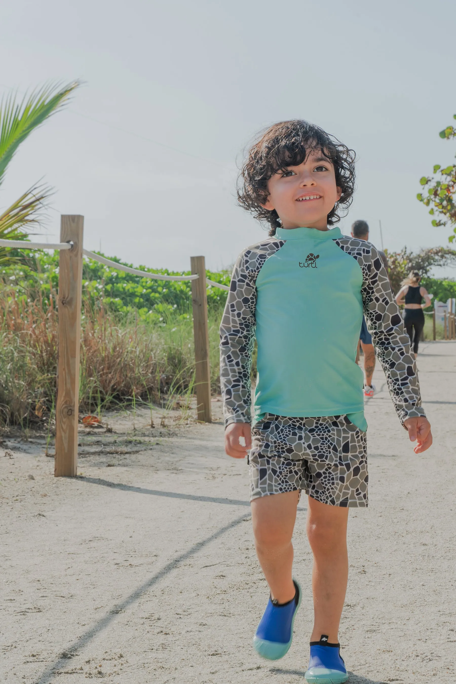 Long Sleeve Swimsuit Set in Aqua
