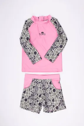 Long Sleeve Swimsuit Set in Pink