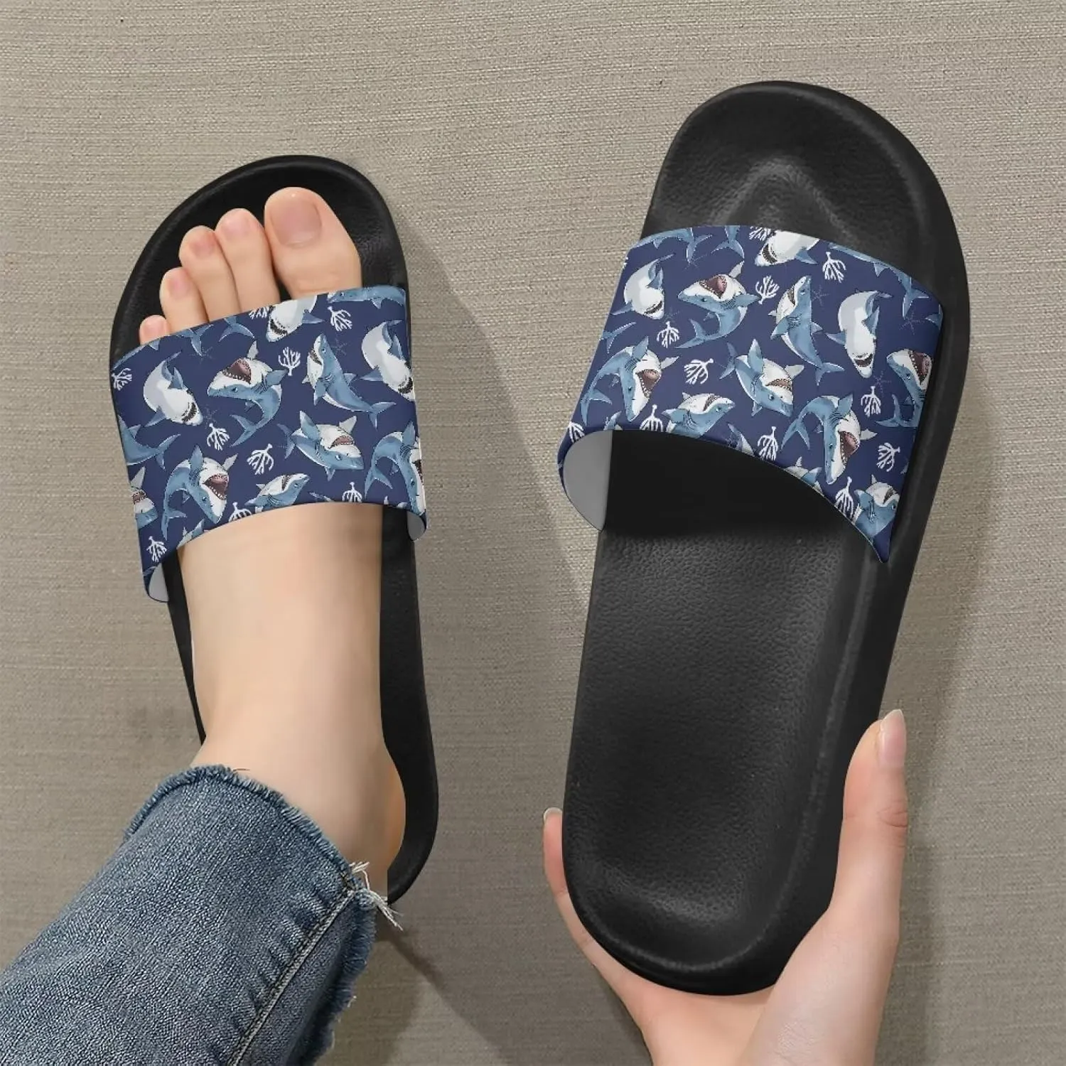 Men's Shower Shoes, Wear Resistant Shower Slippers, Lightweight Slides Sandals Pool Slides House Slipper Non-Slip Beach Sandal