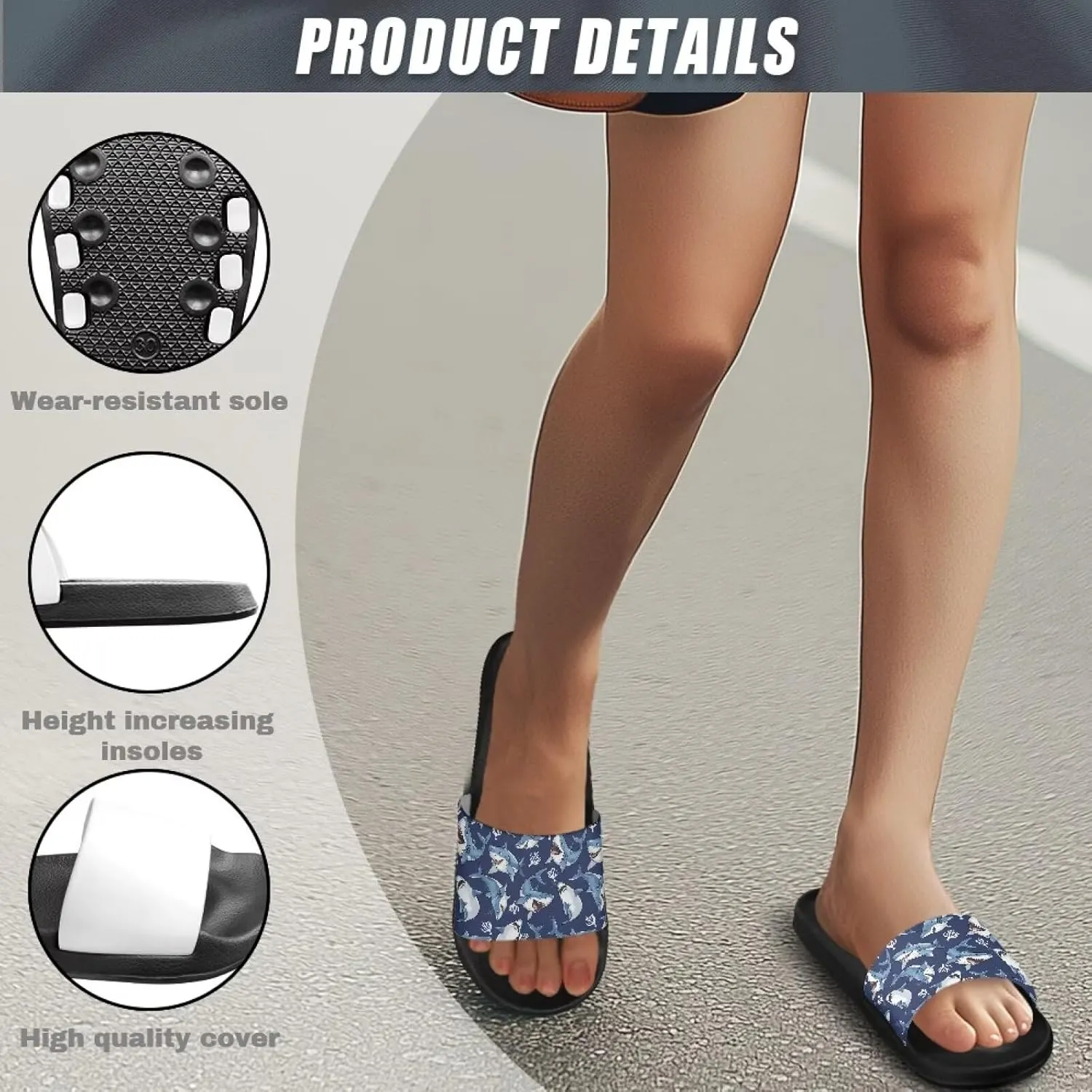 Men's Shower Shoes, Wear Resistant Shower Slippers, Lightweight Slides Sandals Pool Slides House Slipper Non-Slip Beach Sandal