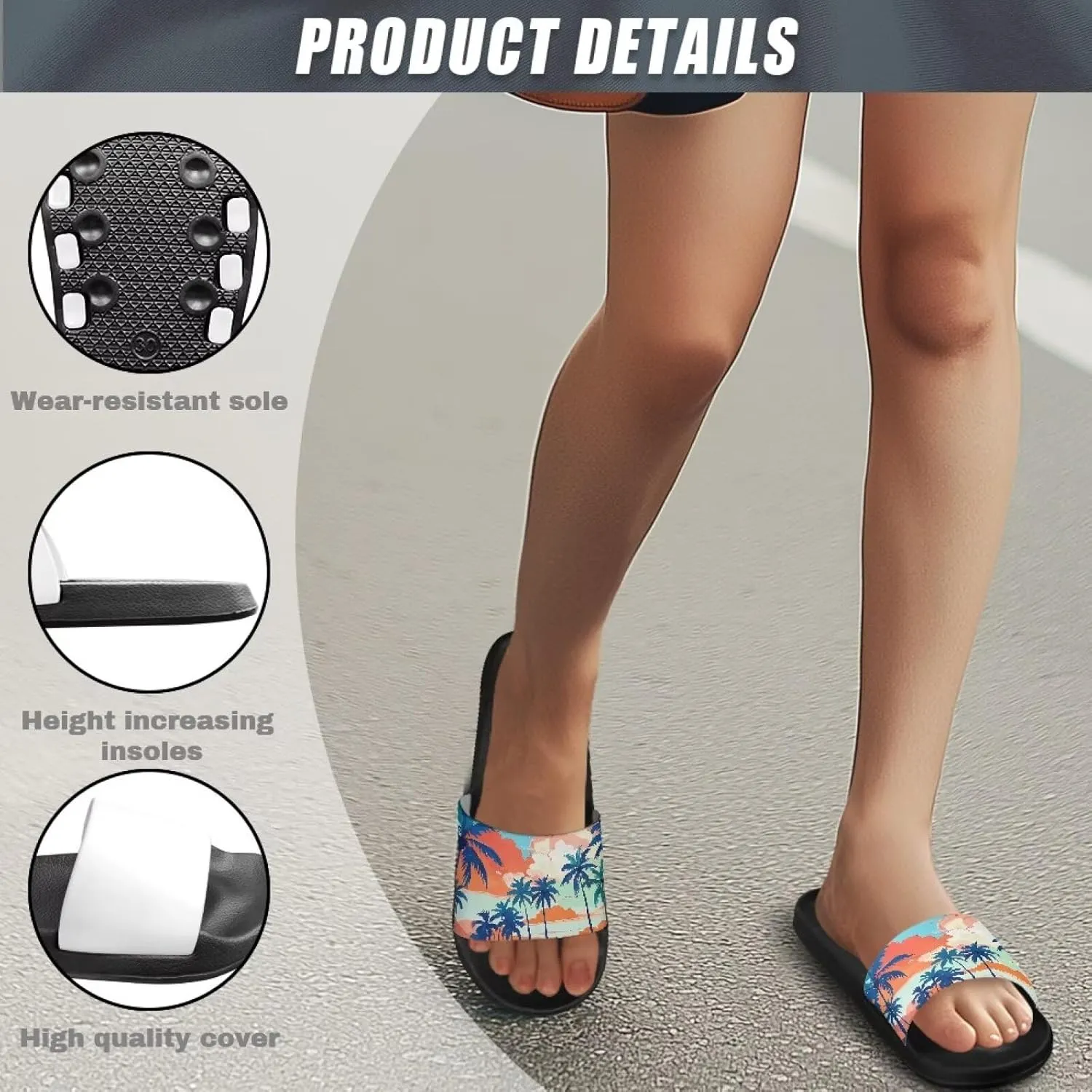 Men's Shower Shoes, Wear Resistant Shower Slippers, Lightweight Slides Sandals Pool Slides House Slipper Non-Slip Beach Sandal