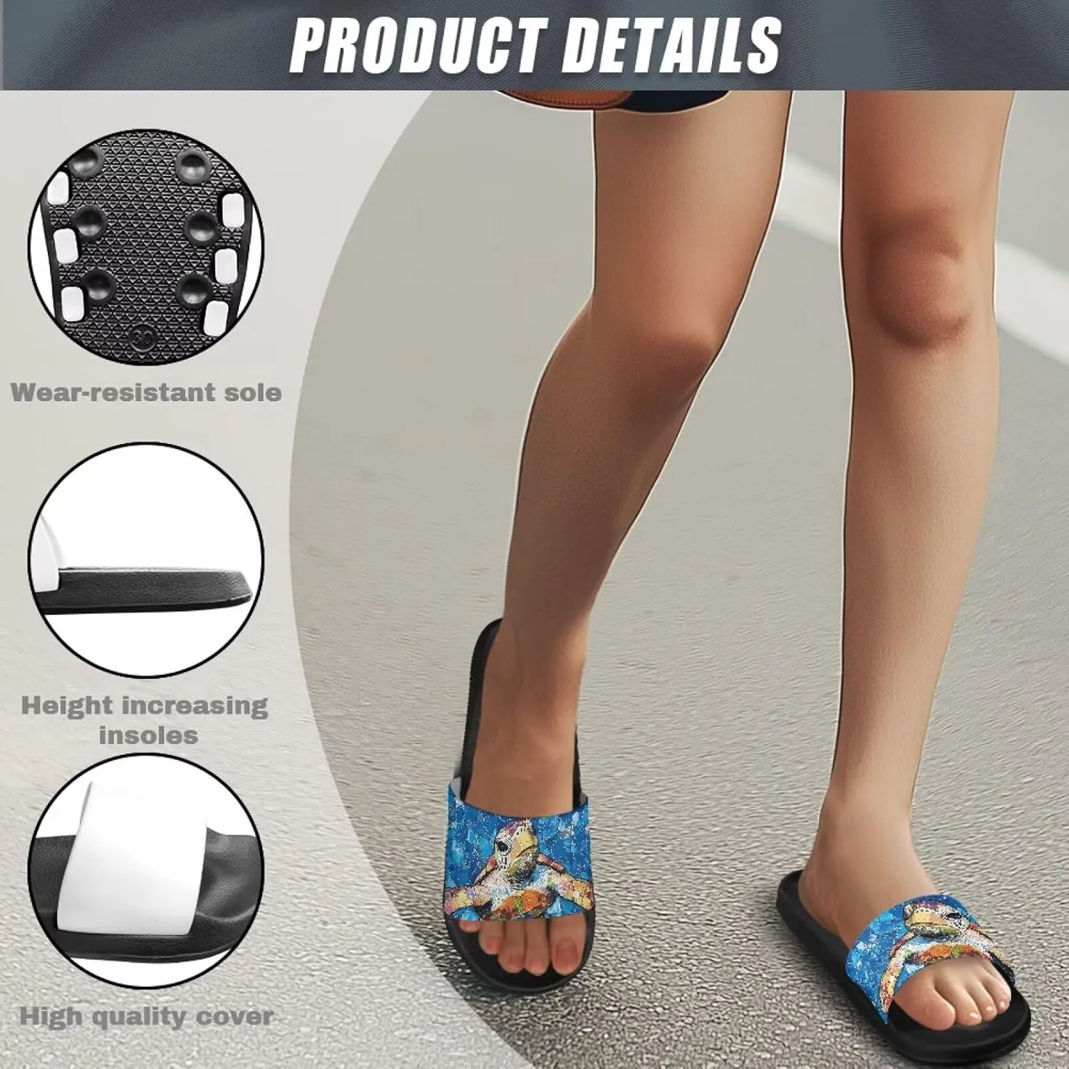 Men's Shower Shoes, Wear Resistant Shower Slippers, Slides Sandals Lightweight Pool Slides House Slipper Non-Slip Beach Sandal