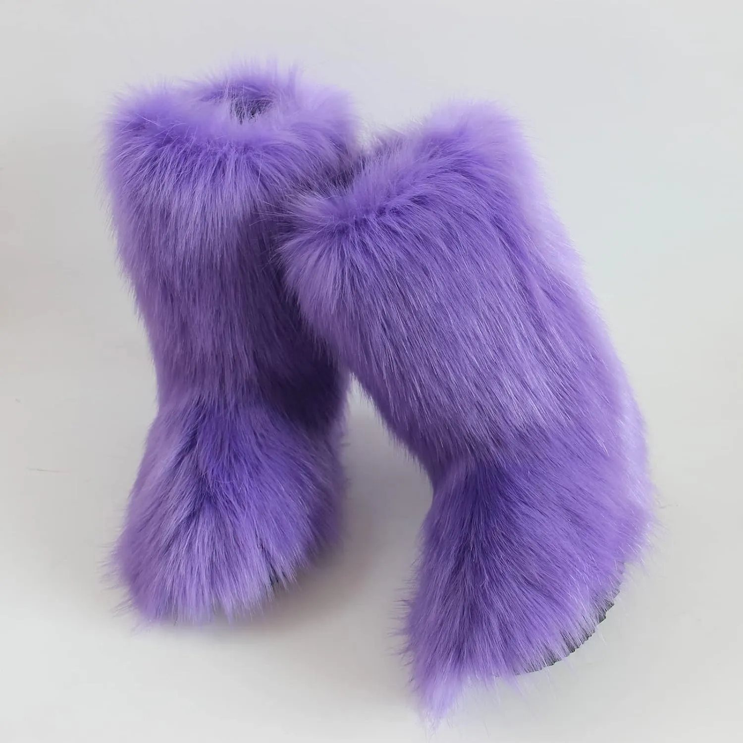 MH Bailment Women's Faux Fur Boots Winter Mid-Calf Snow Boots Fuzzy Fluffy Furry Fashion Short Snow Boots