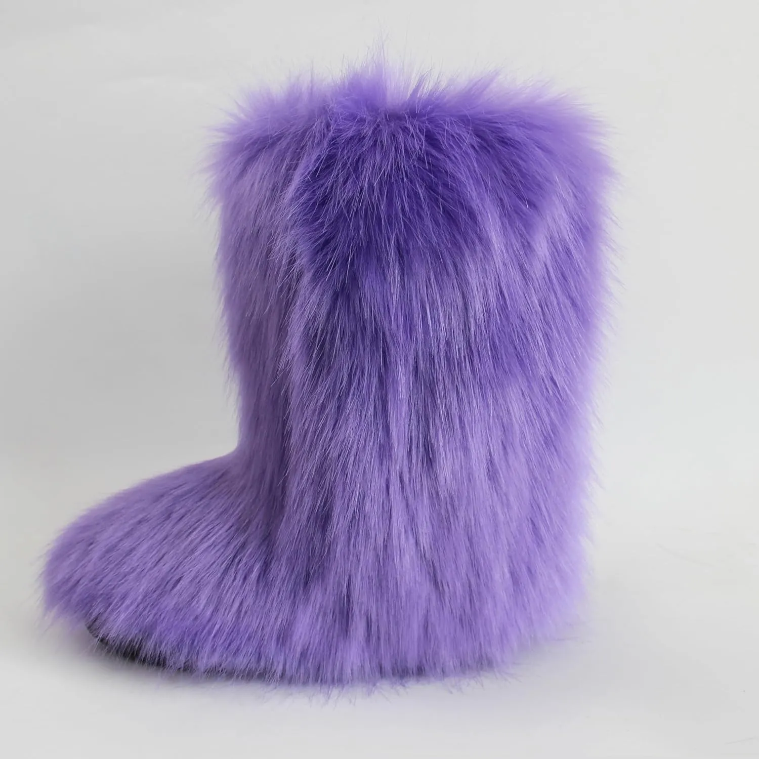 MH Bailment Women's Faux Fur Boots Winter Mid-Calf Snow Boots Fuzzy Fluffy Furry Fashion Short Snow Boots