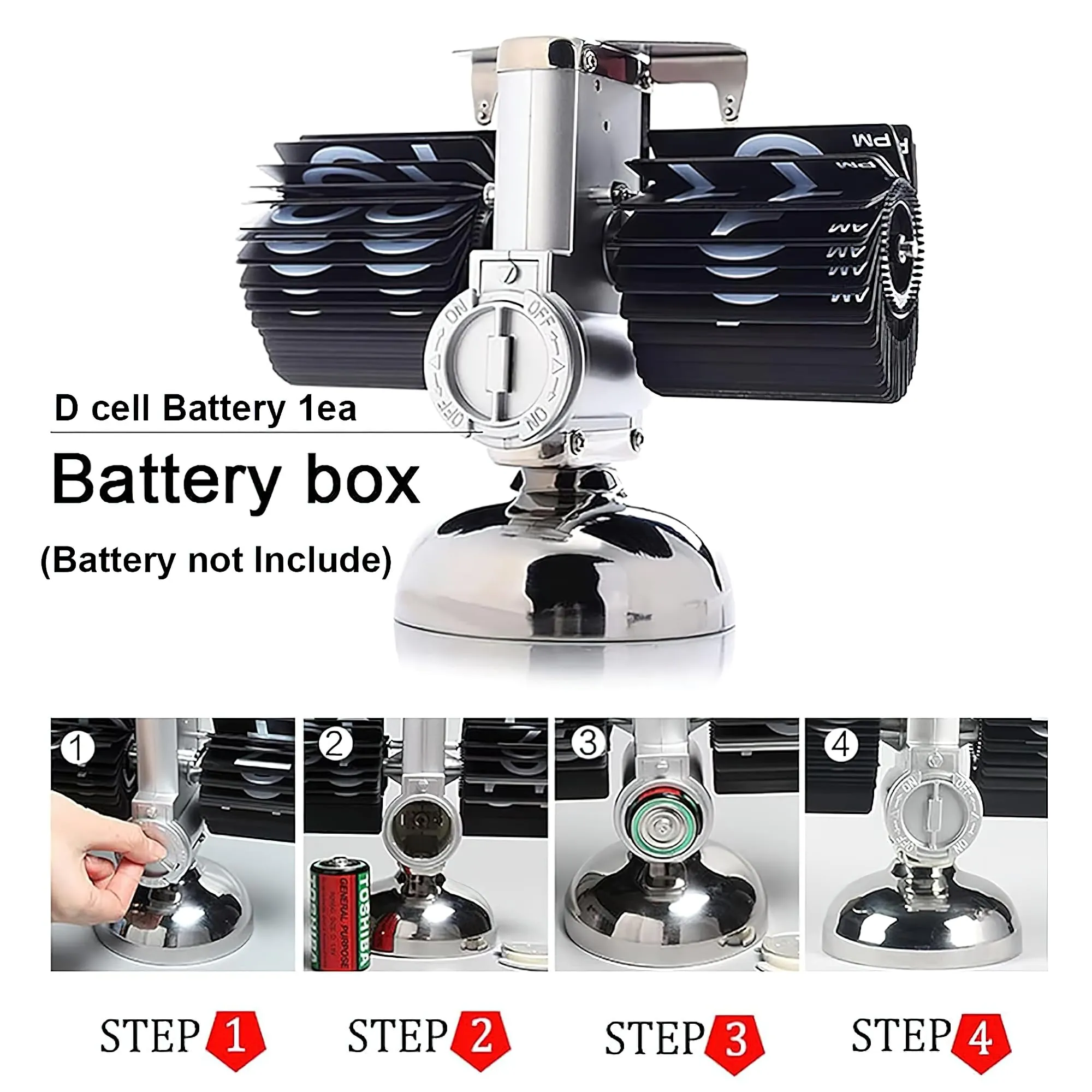 MULZI Large Matt Black Automatic Page Turning Clock, Mechanical Retro Gear Flip Clock for Table, Unique Rotating Desk Watch with Flipping Numbers, Battery Powered for Office & Home