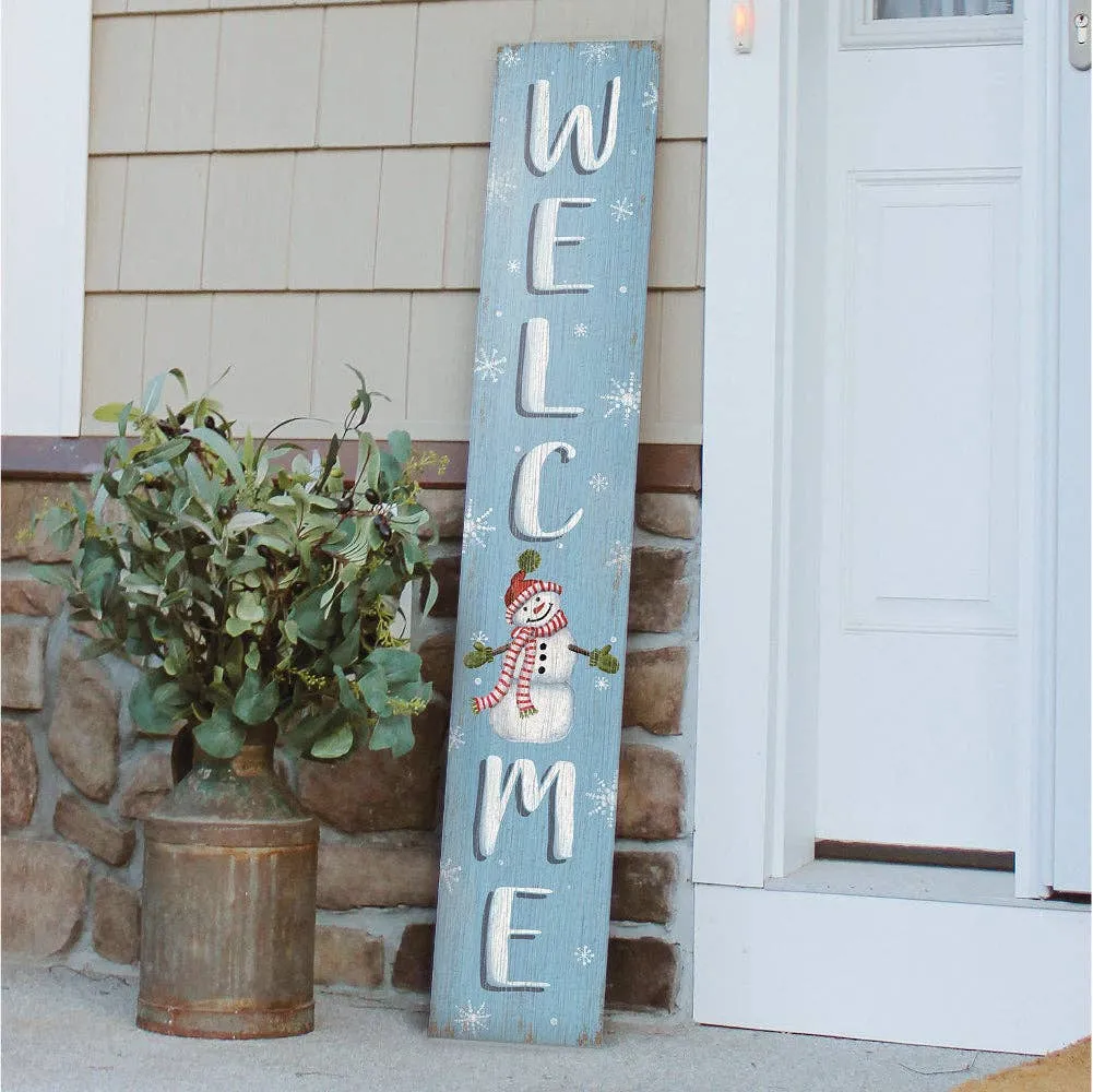 My Word! - Welcome Snowman - Porch Board™: 8" Wide x 46.5" tall / Made in the USA! / 100% Weatherproof Material