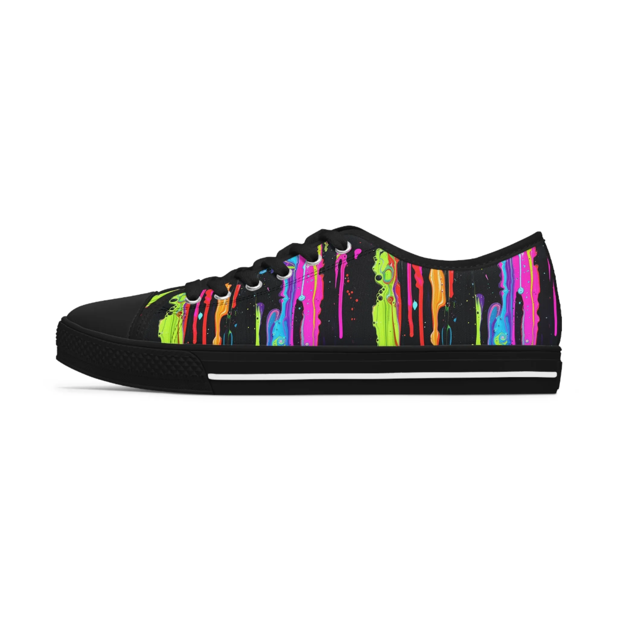 Neon Paint Drips - Women's Low Top Sneakers