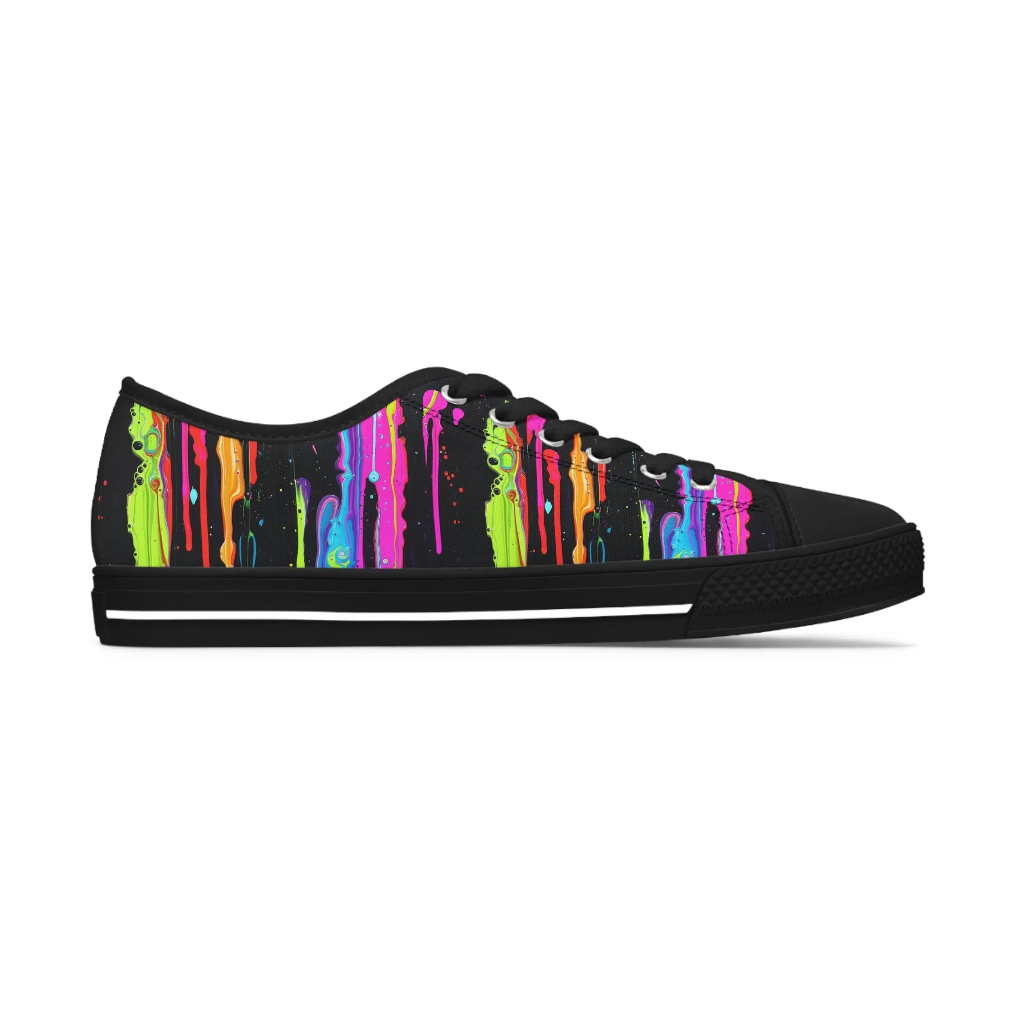 Neon Paint Drips - Women's Low Top Sneakers