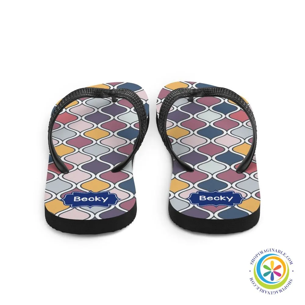 Personalized Custom Abstract Geometric Flip-Flops