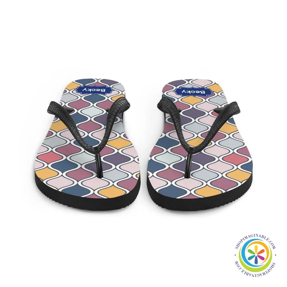 Personalized Custom Abstract Geometric Flip-Flops