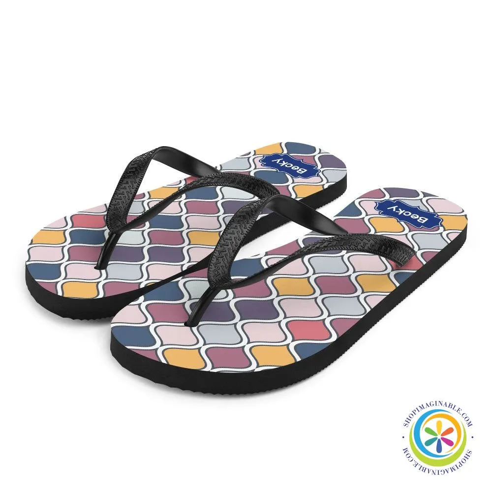 Personalized Custom Abstract Geometric Flip-Flops