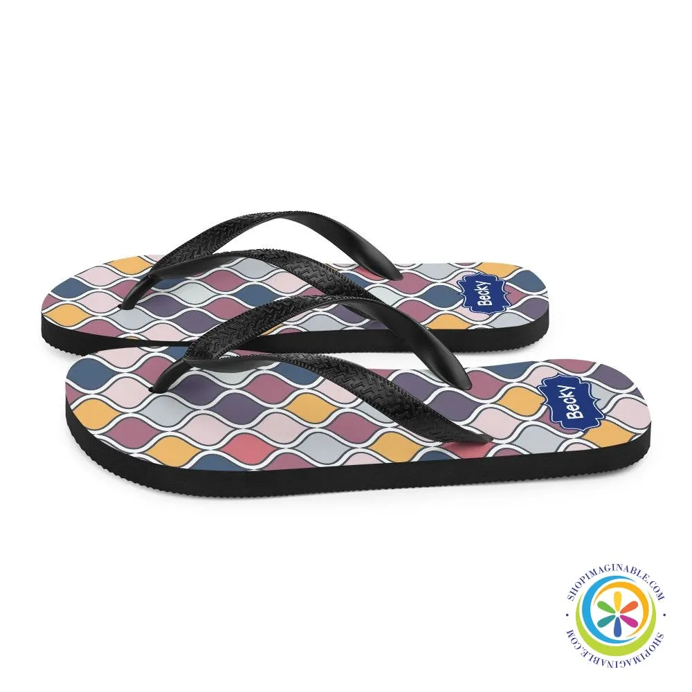 Personalized Custom Abstract Geometric Flip-Flops