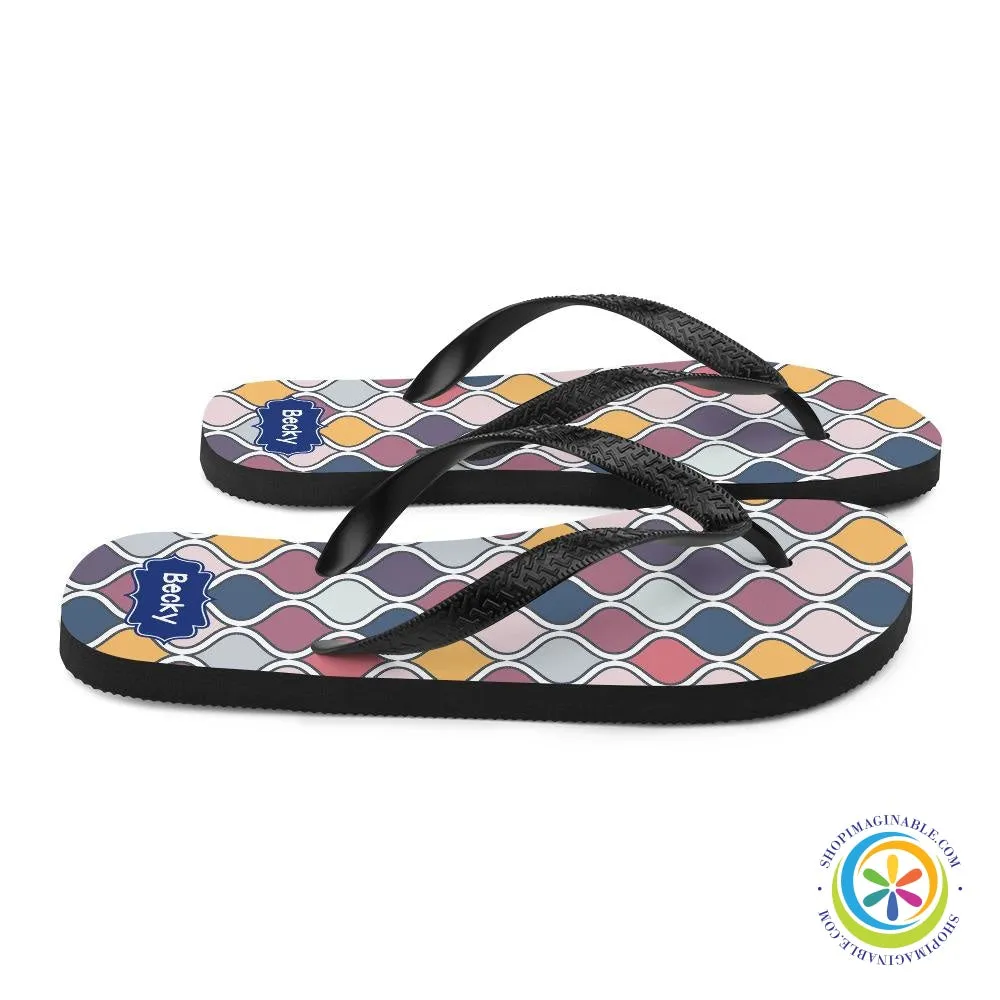 Personalized Custom Abstract Geometric Flip-Flops