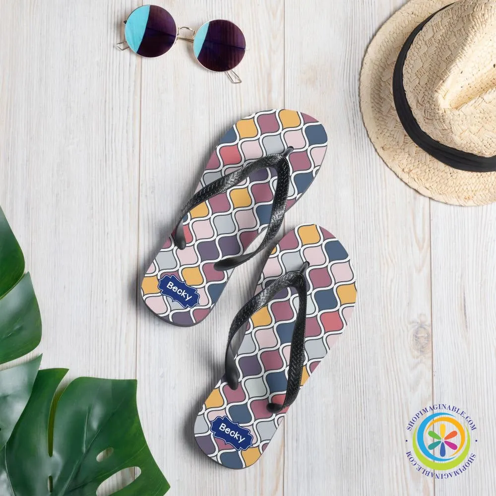 Personalized Custom Abstract Geometric Flip-Flops
