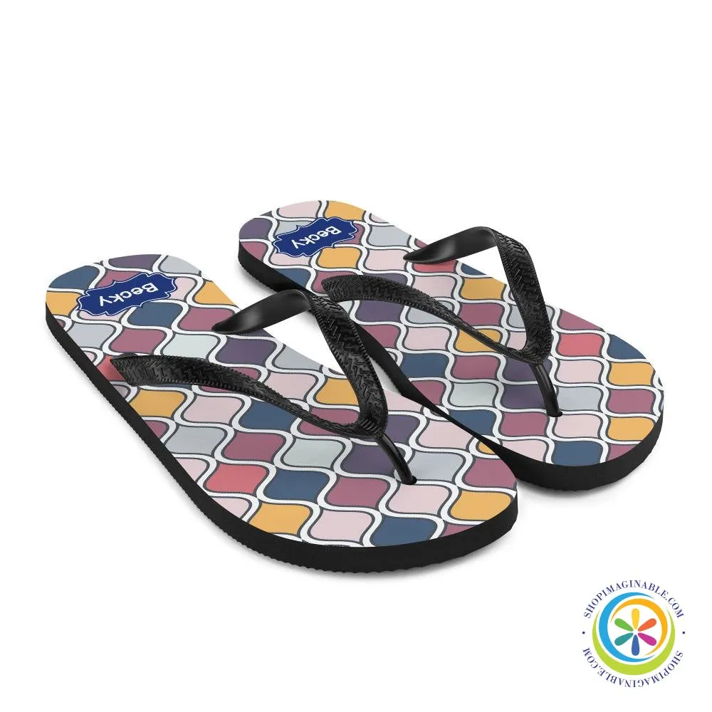 Personalized Custom Abstract Geometric Flip-Flops