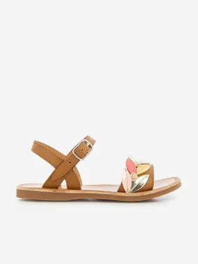 Pom D'Api Girls Leather Plagette Tender Sandals in Brown