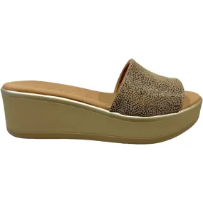 REP 82113 Taupe & Platino Leather Slides Wedges