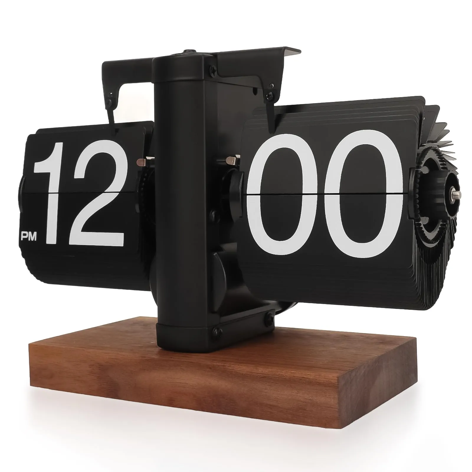 Retro Flip Clock - Flip Clock Vintage Desk Clock Digital Automatic Turning, Battery Operated Mechanical Desk Clock, Black - Ideal for Home, Office, Room Decor（Battery not Included