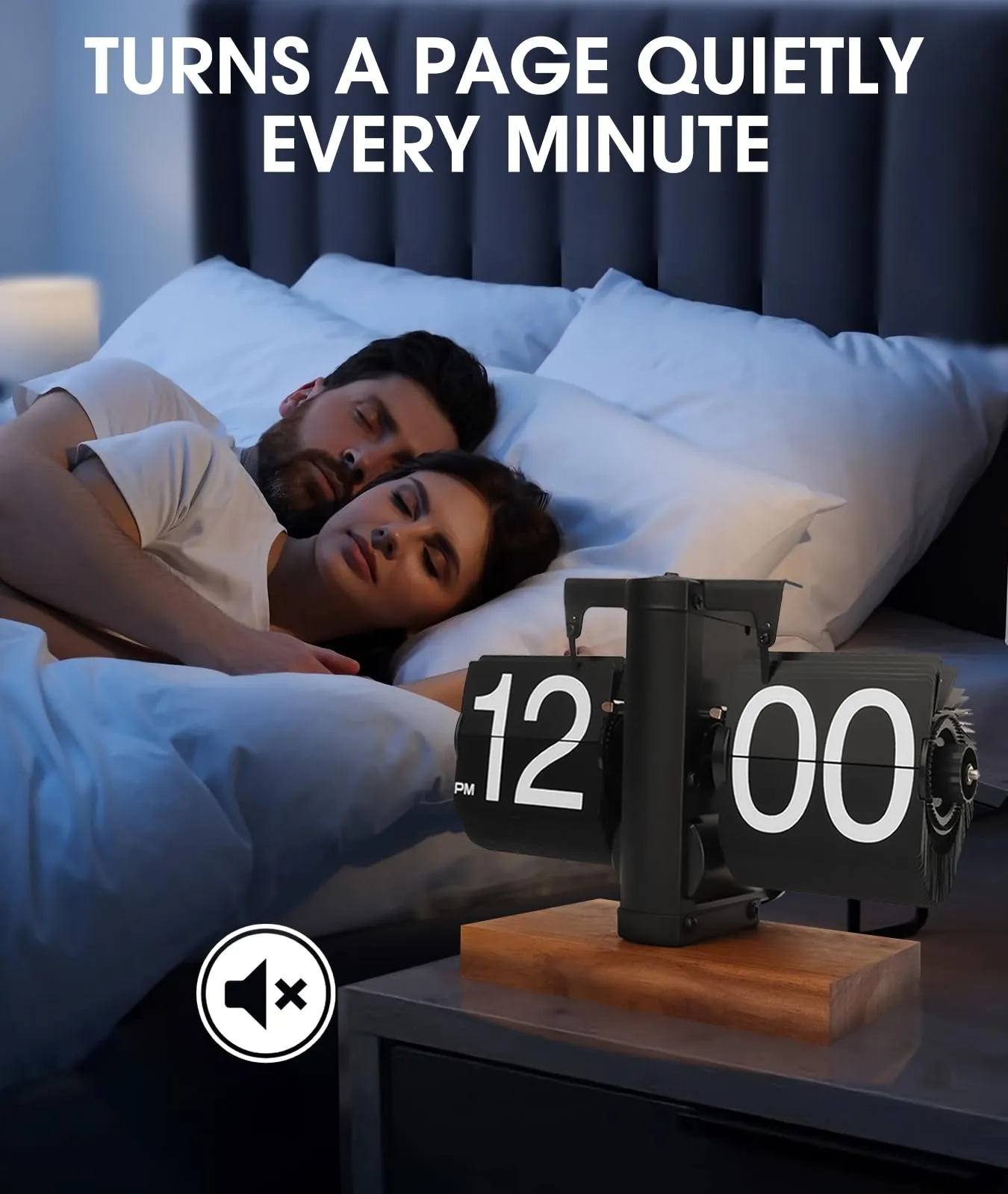 Retro Flip Clock - Flip Clock Vintage Desk Clock Digital Automatic Turning, Battery Operated Mechanical Desk Clock, Black - Ideal for Home, Office, Room Decor（Battery not Included