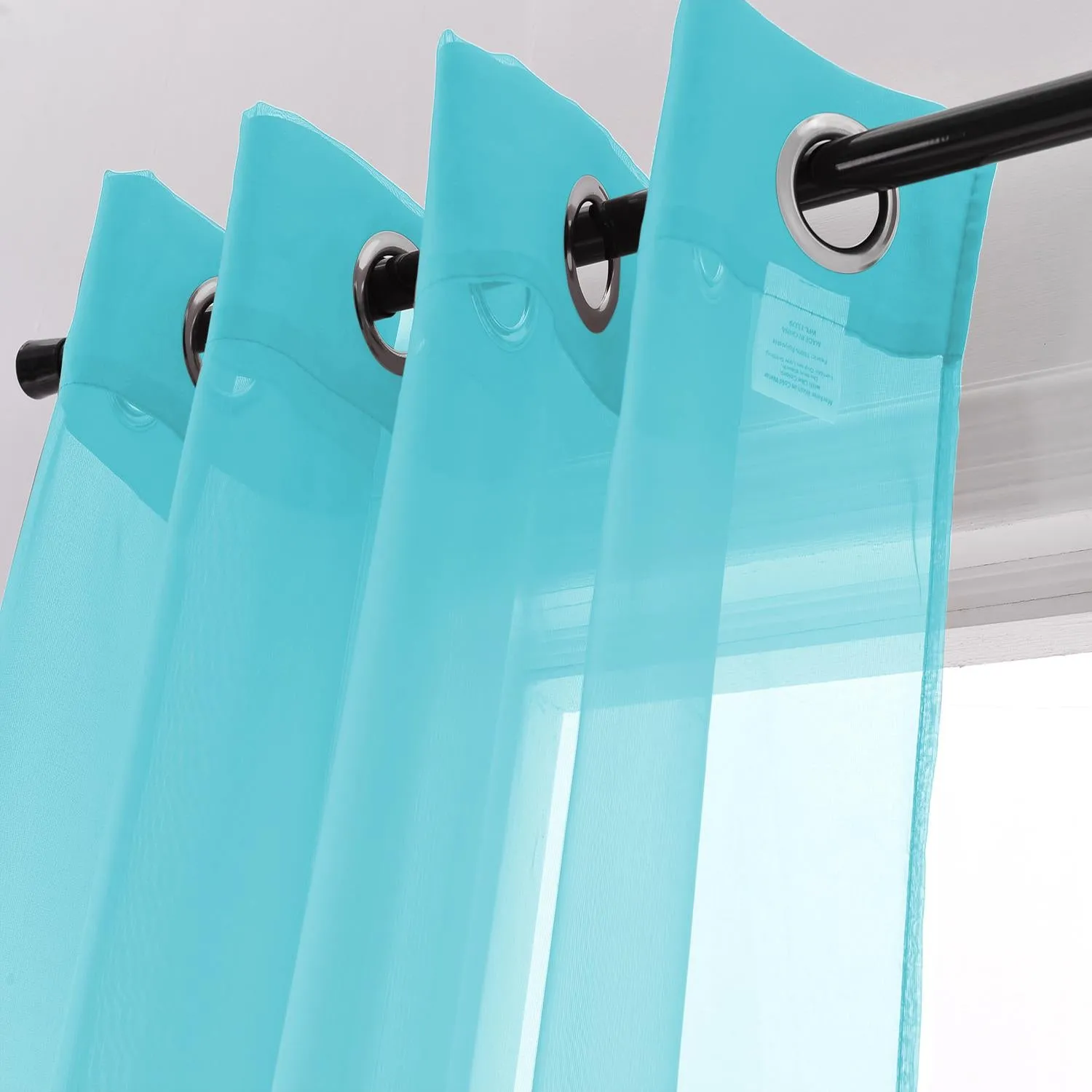 RT Designers Collection Cara Grommet Curtain Panel for Windows 54" x 84" Aqua