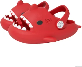 Shark Slides Kids, Sharky Chanclas with Adjustable Straps, Non-Slip Open Toe Thick Sole Beach Pool Shoes