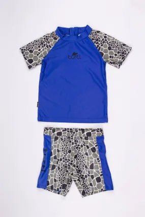 Short Sleeve Swimsuit Set in Blue