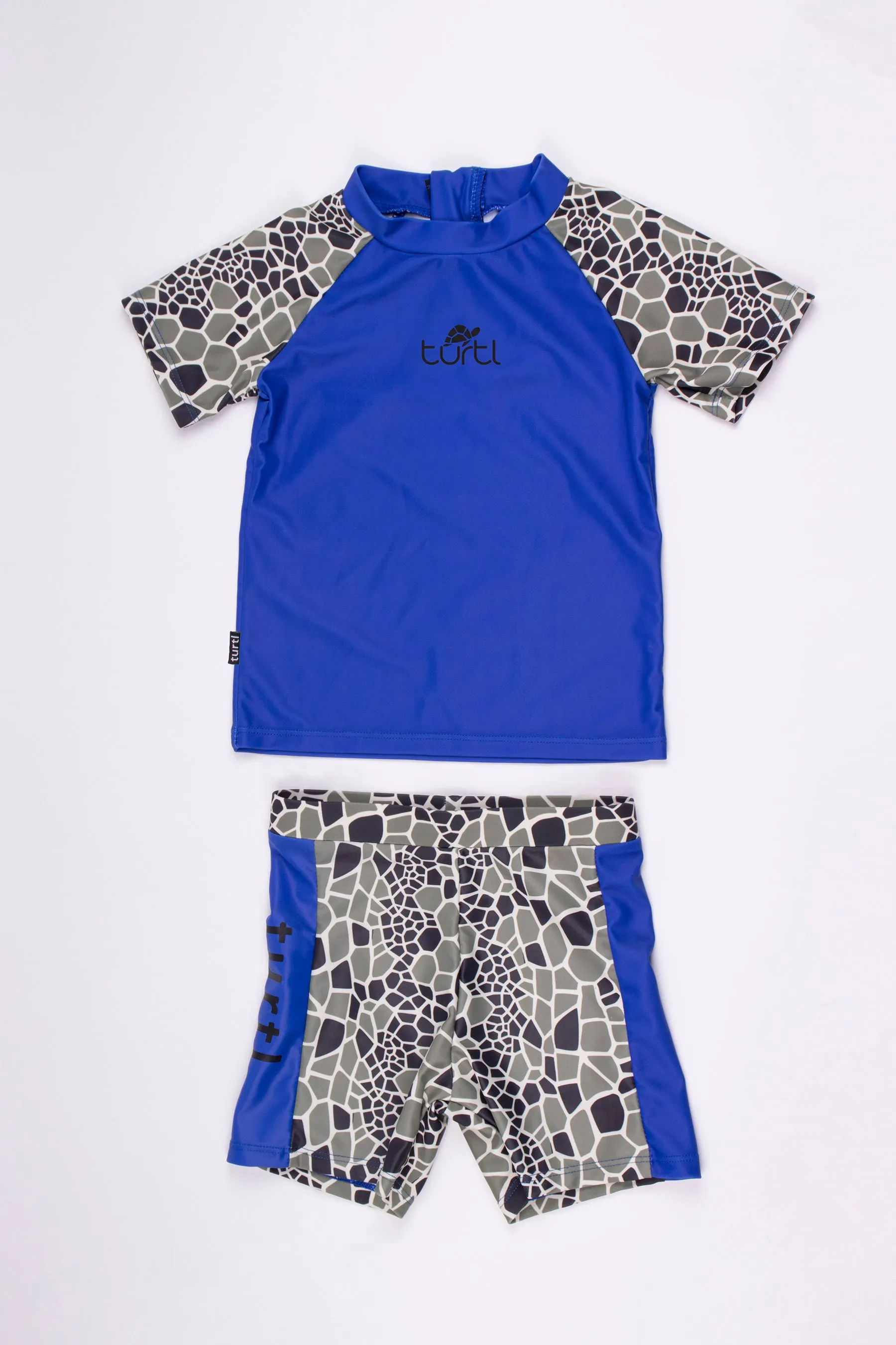 Short Sleeve Swimsuit Set in Blue