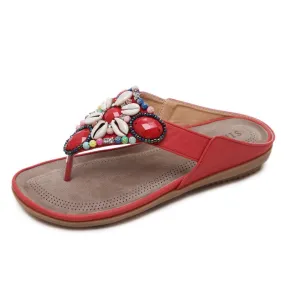 SIKETU | Bohemian Beach Retro Beaded Shell Slippers