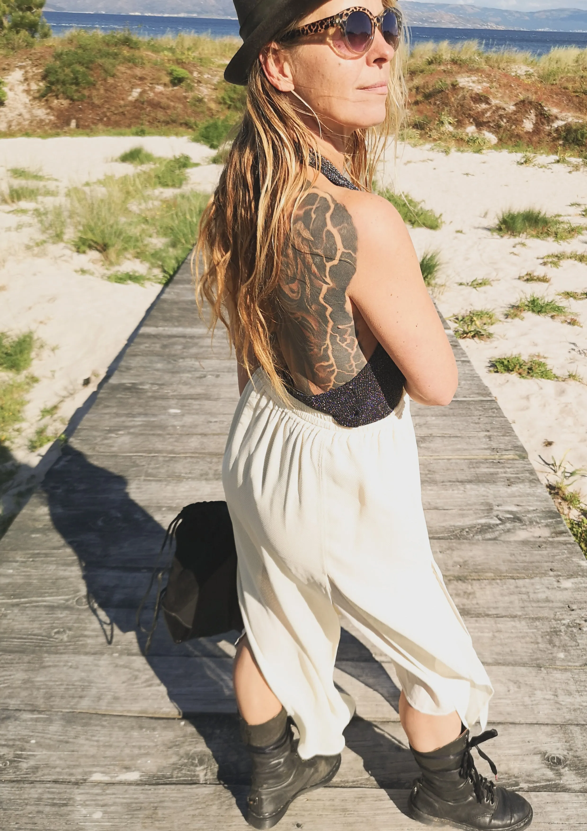 SKIRT LONG - ELASTIC WAIST SIDE SLOTS - creme by BERENIK