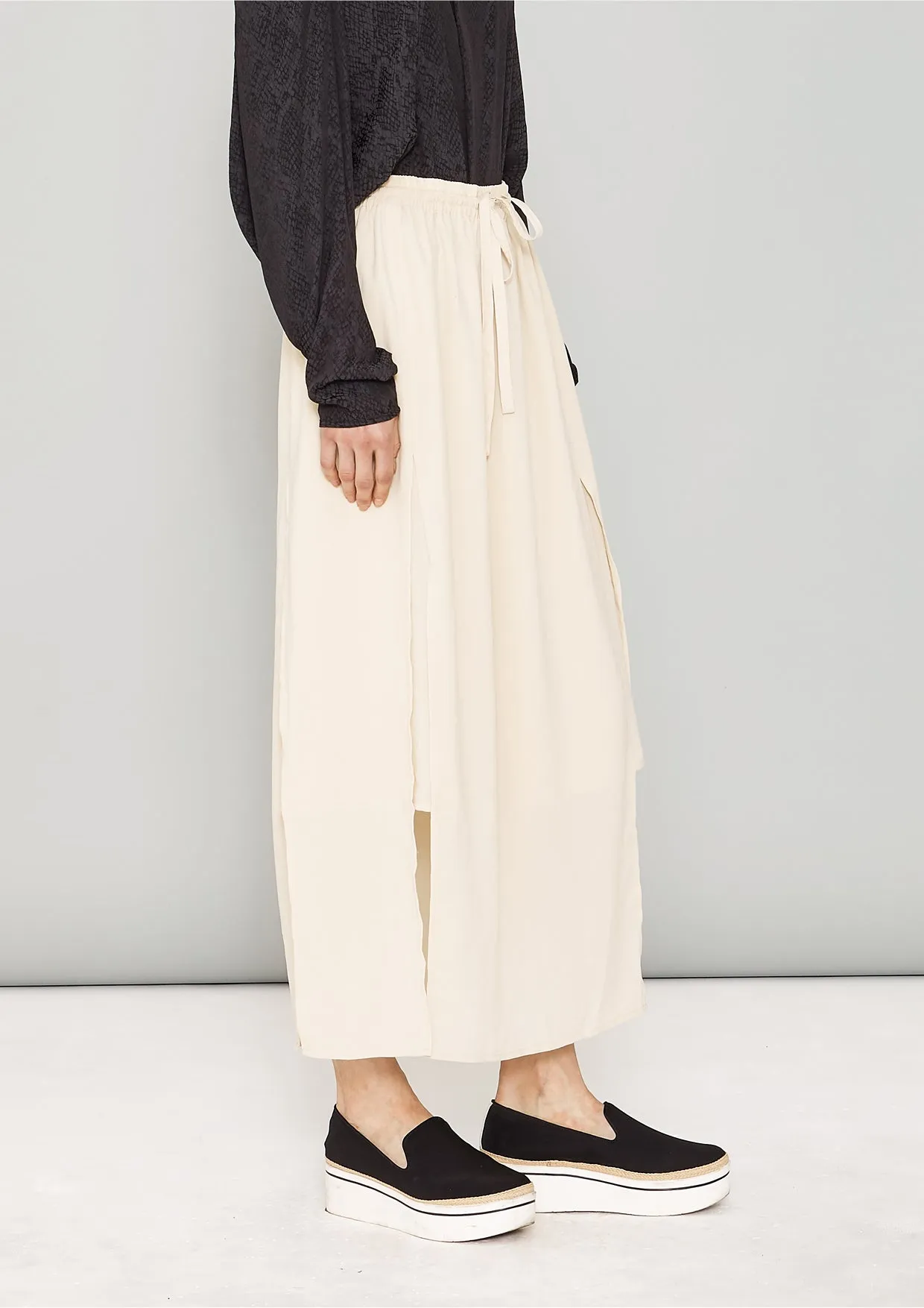SKIRT LONG - ELASTIC WAIST SIDE SLOTS - creme by BERENIK