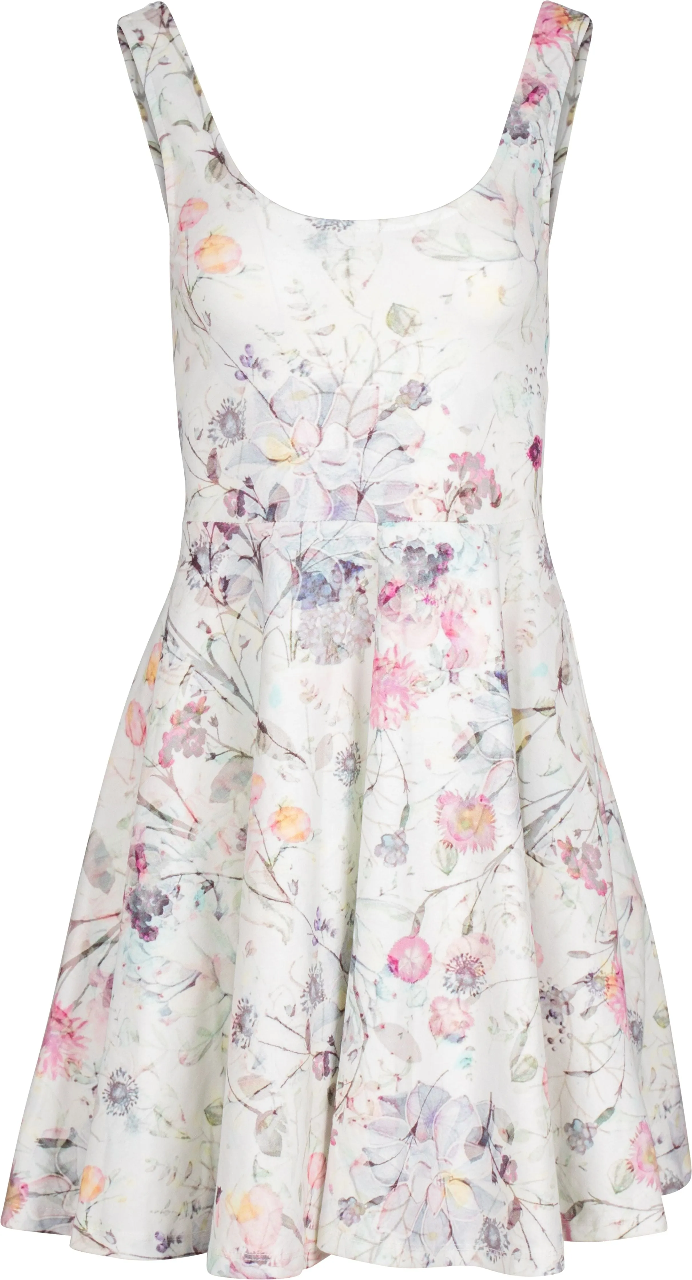 Sleeveless Round Neck Dress - Watercolor