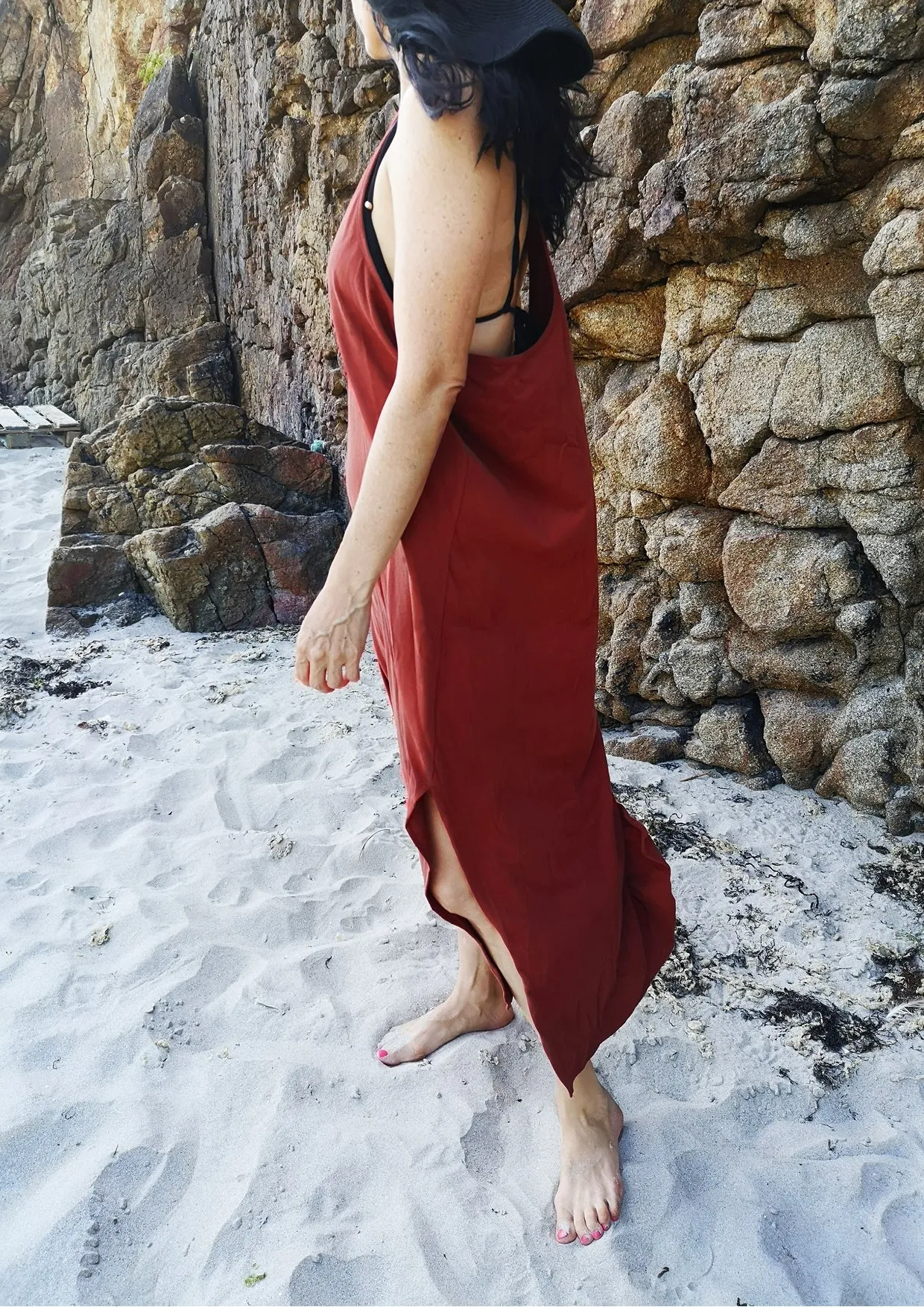 SPORTIVE LONG TANK DRESS - COTTON JERSEY rust