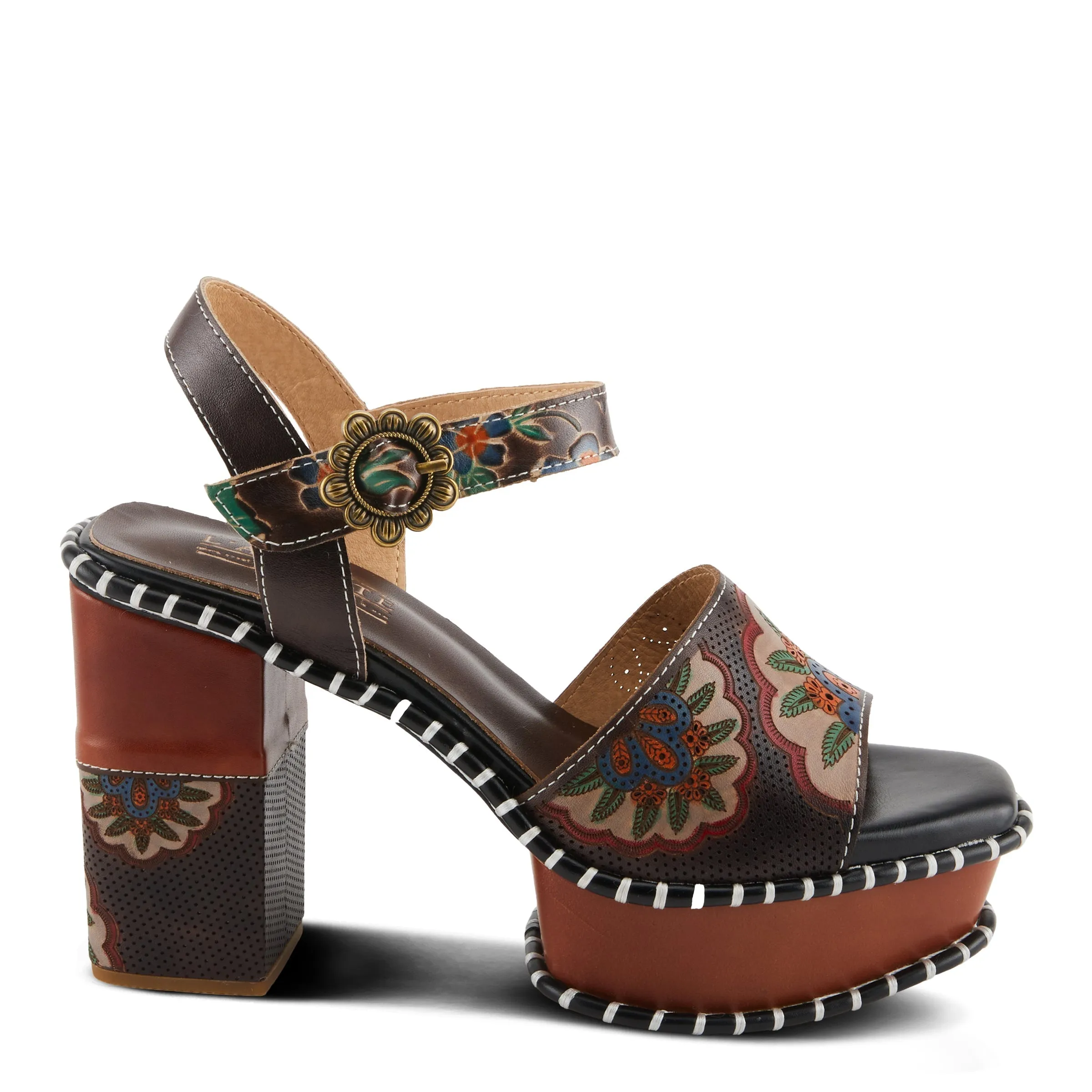 Spring Step Shoes L'Artiste Gogetem Sandals Women's Leather Floral