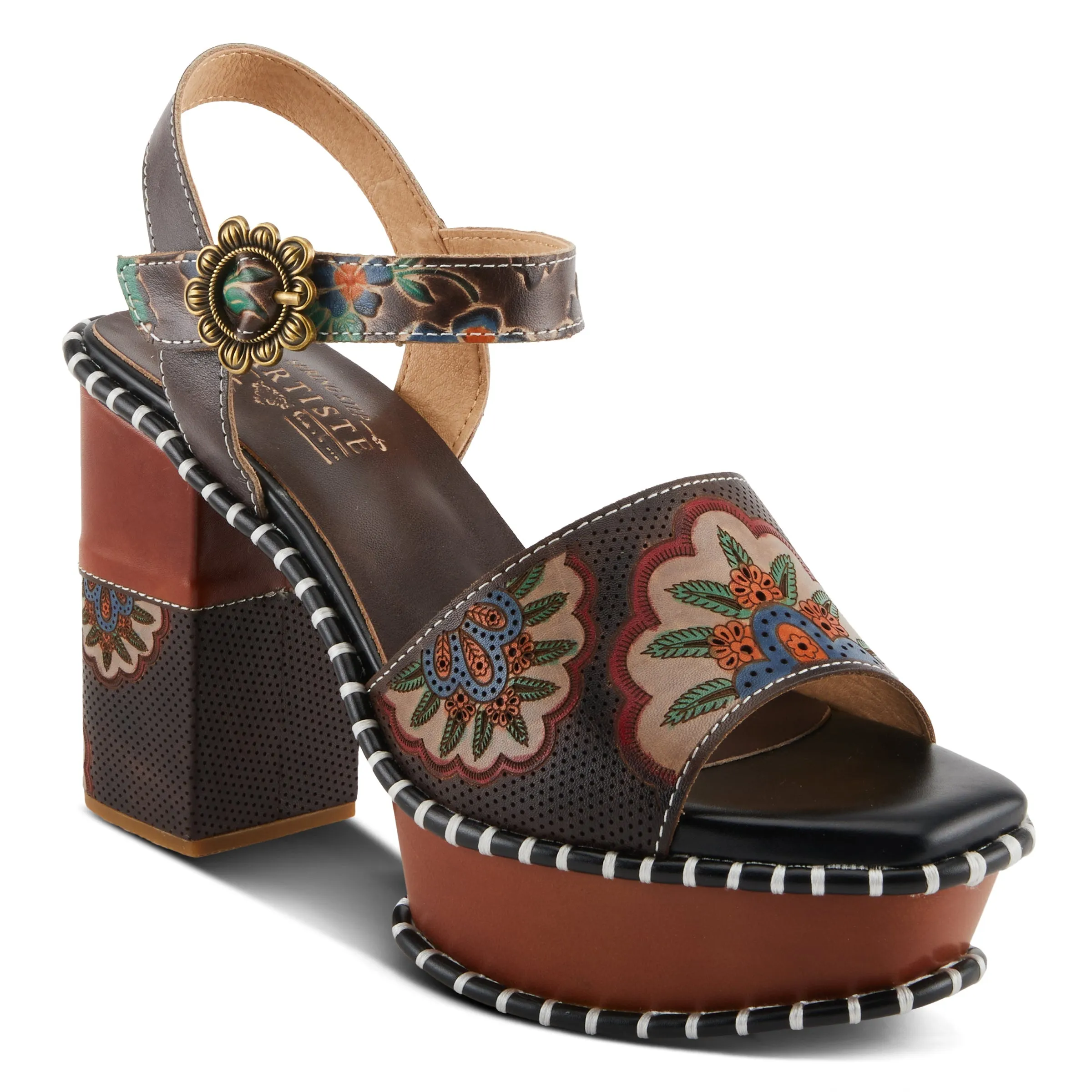 Spring Step Shoes L'Artiste Gogetem Sandals Women's Leather Floral
