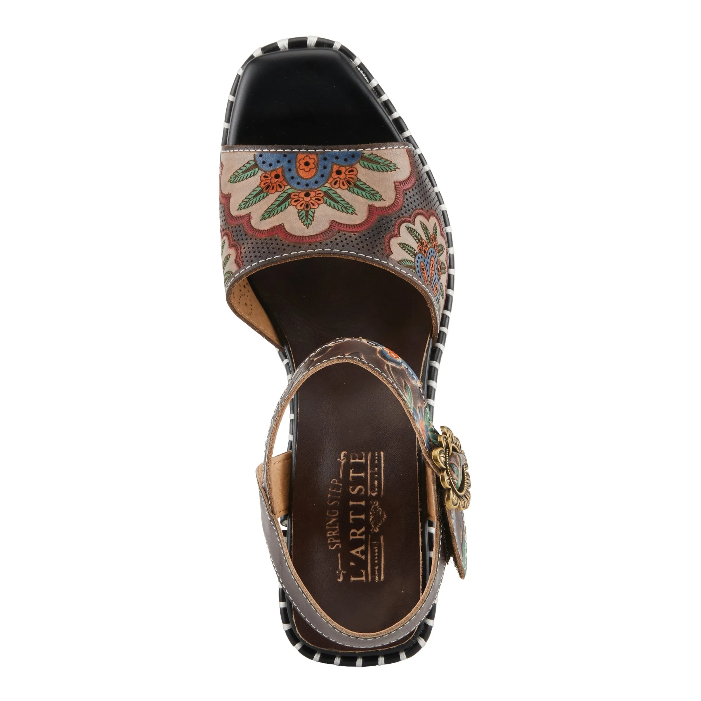 Spring Step Shoes L'Artiste Gogetem Sandals Women's Leather Floral