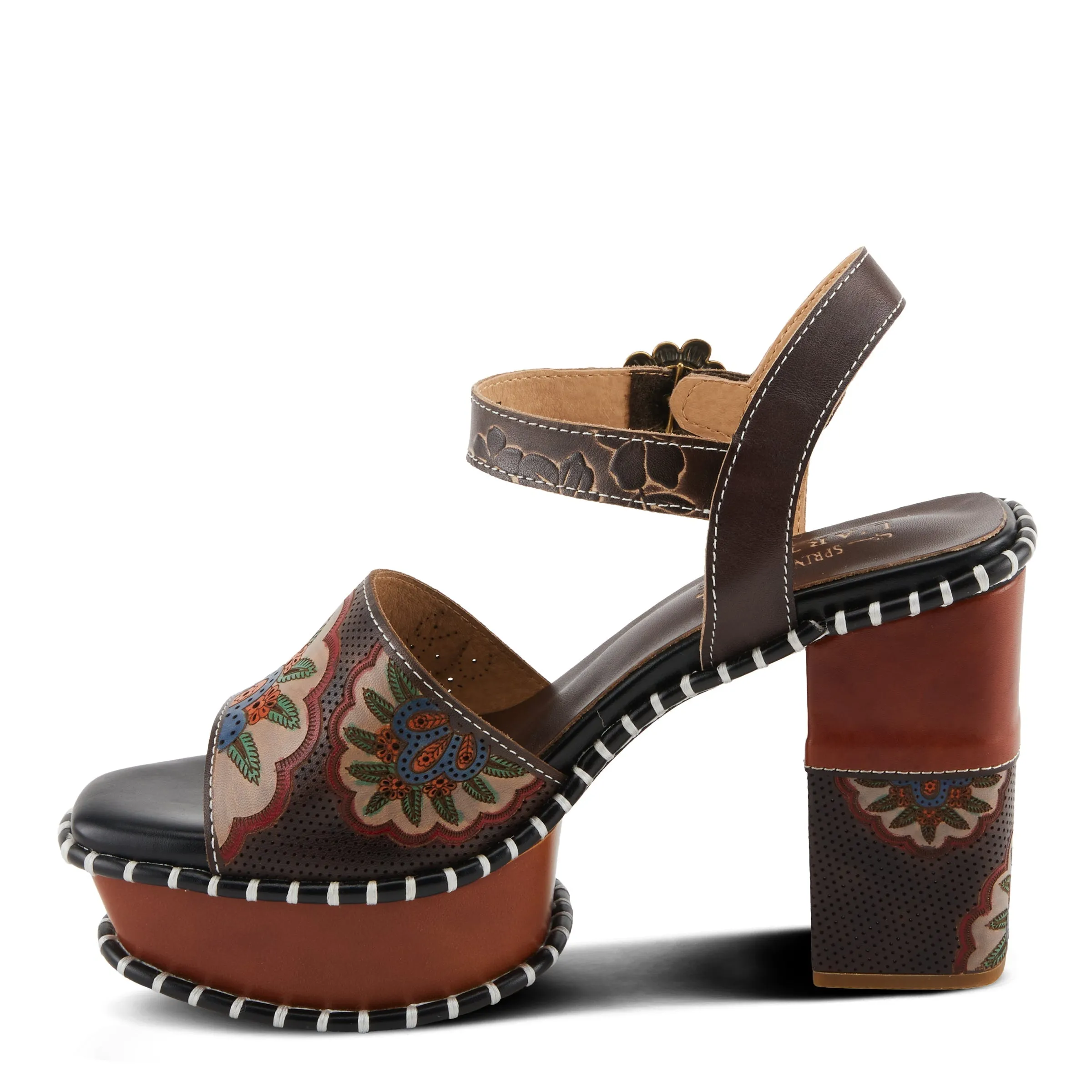 Spring Step Shoes L'Artiste Gogetem Sandals Women's Leather Floral