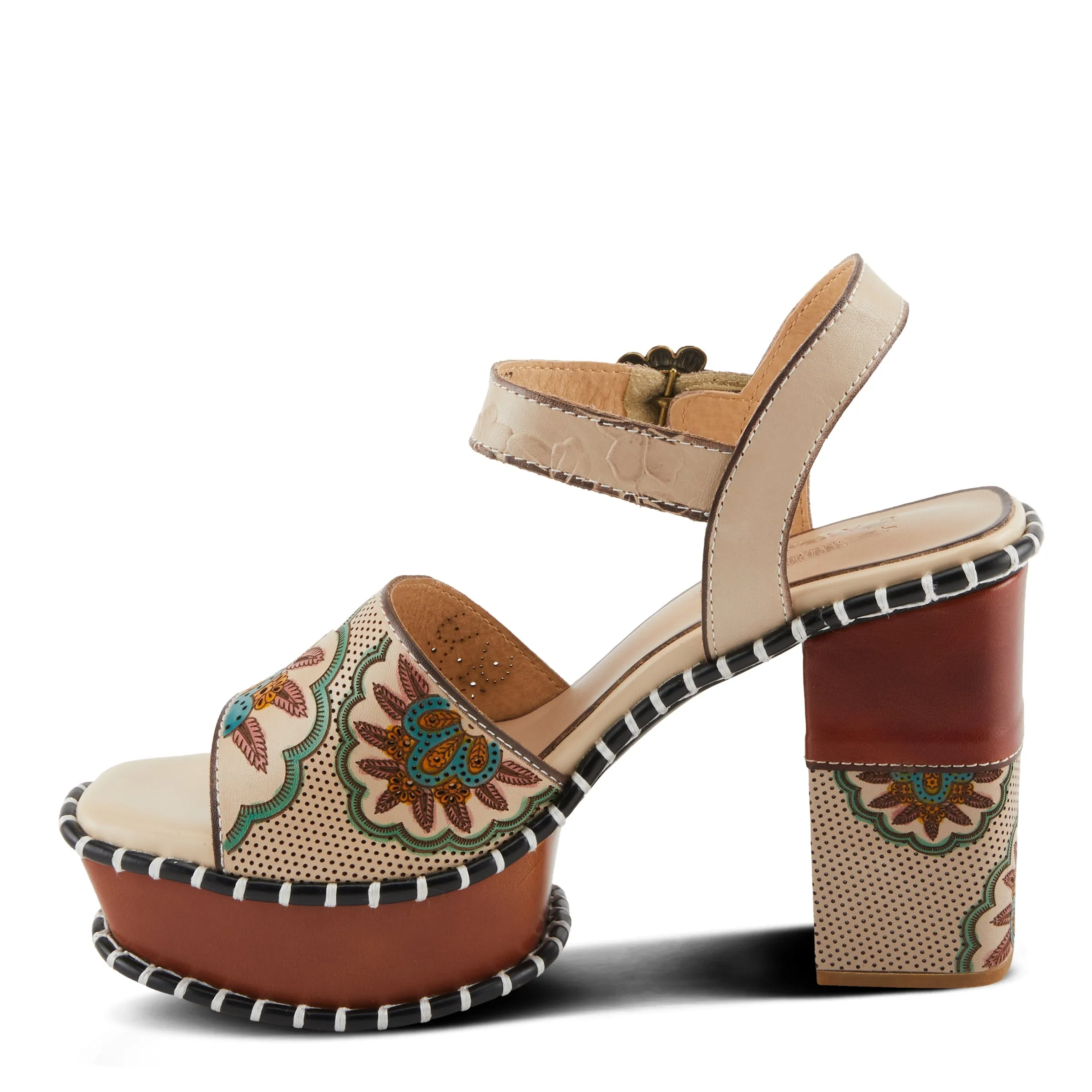 Spring Step Shoes L'Artiste Gogetem Sandals Women's Leather Floral