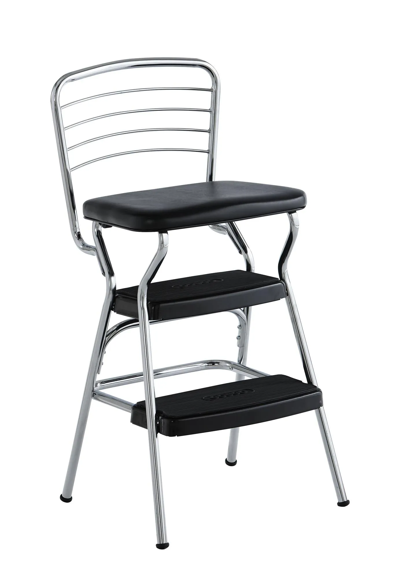 Stylaire Retro Chair   Step Stool with Flip-Up Seat