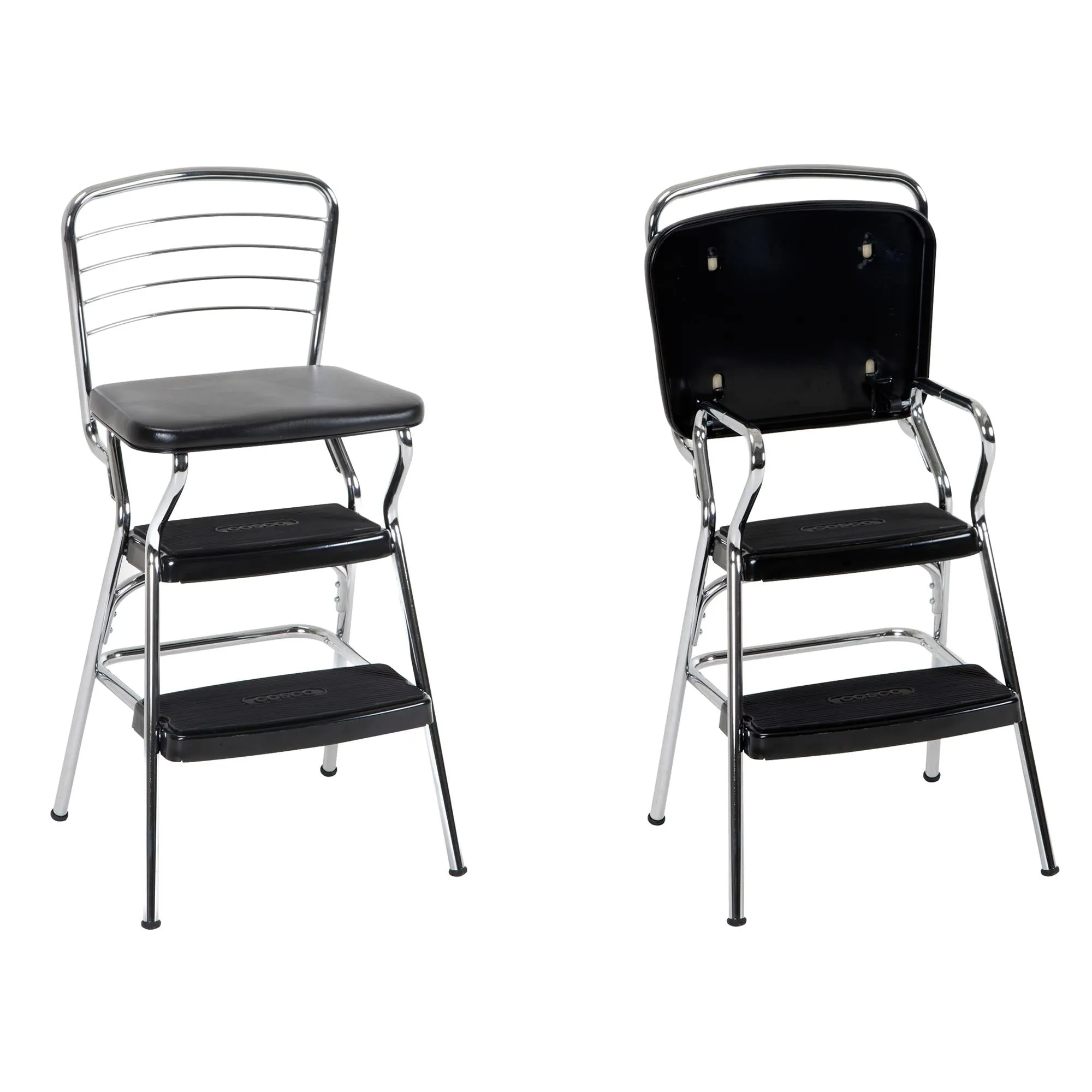 Stylaire Retro Chair   Step Stool with Flip-Up Seat