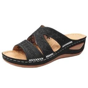 Stylish and Comfortable Plus Size Women's Gladiator Slip-On Platform  Wedge Sandals