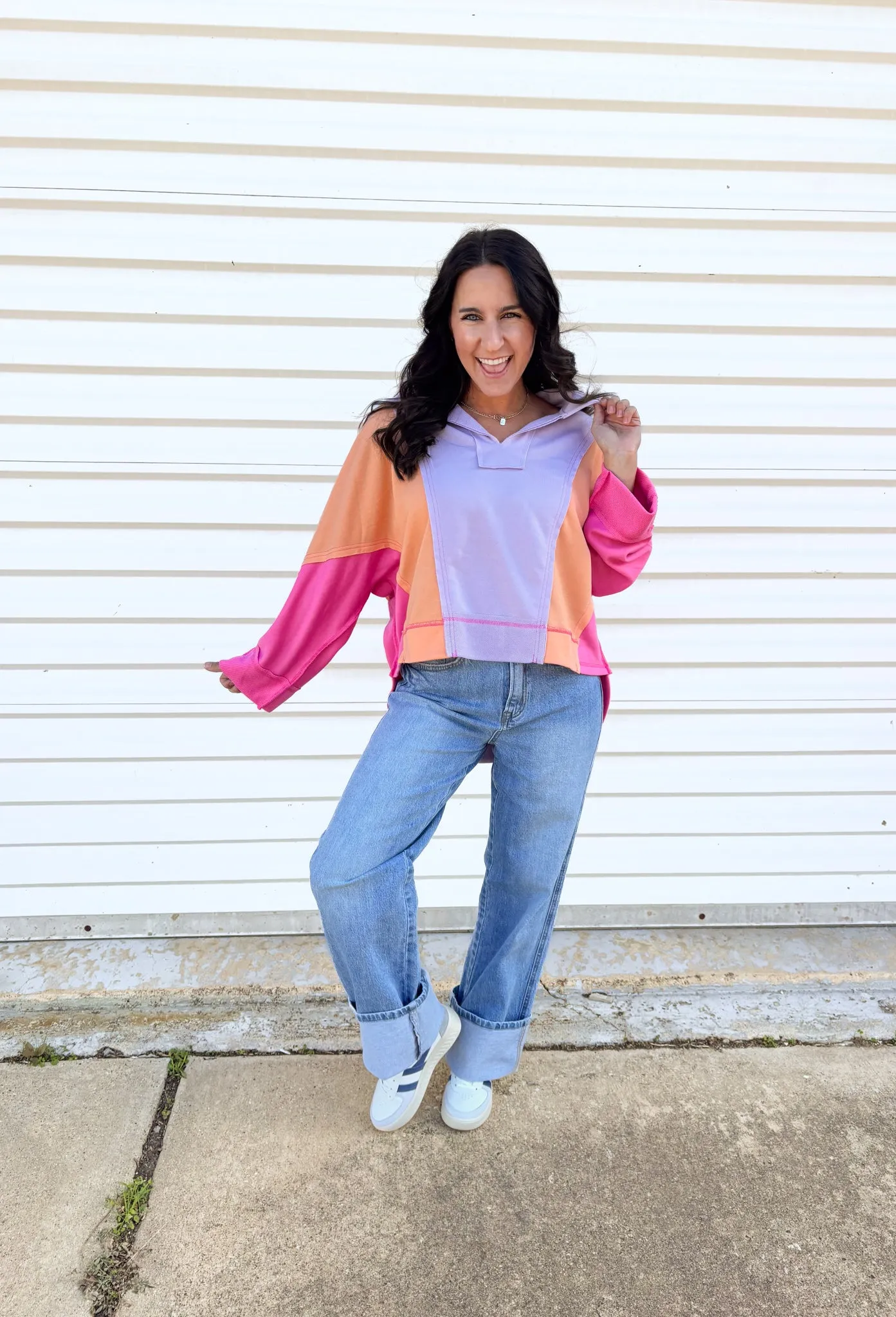 Sunset Bloom Color Block Pullover