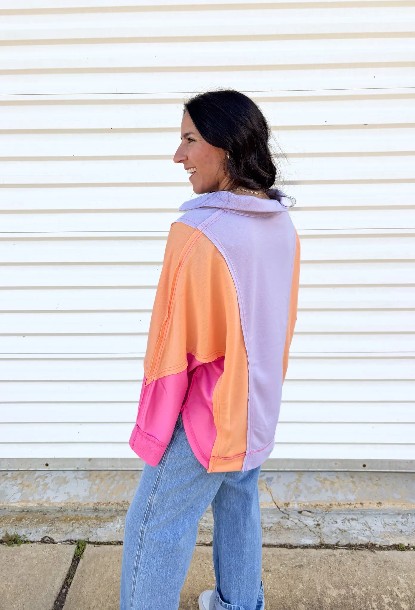 Sunset Bloom Color Block Pullover
