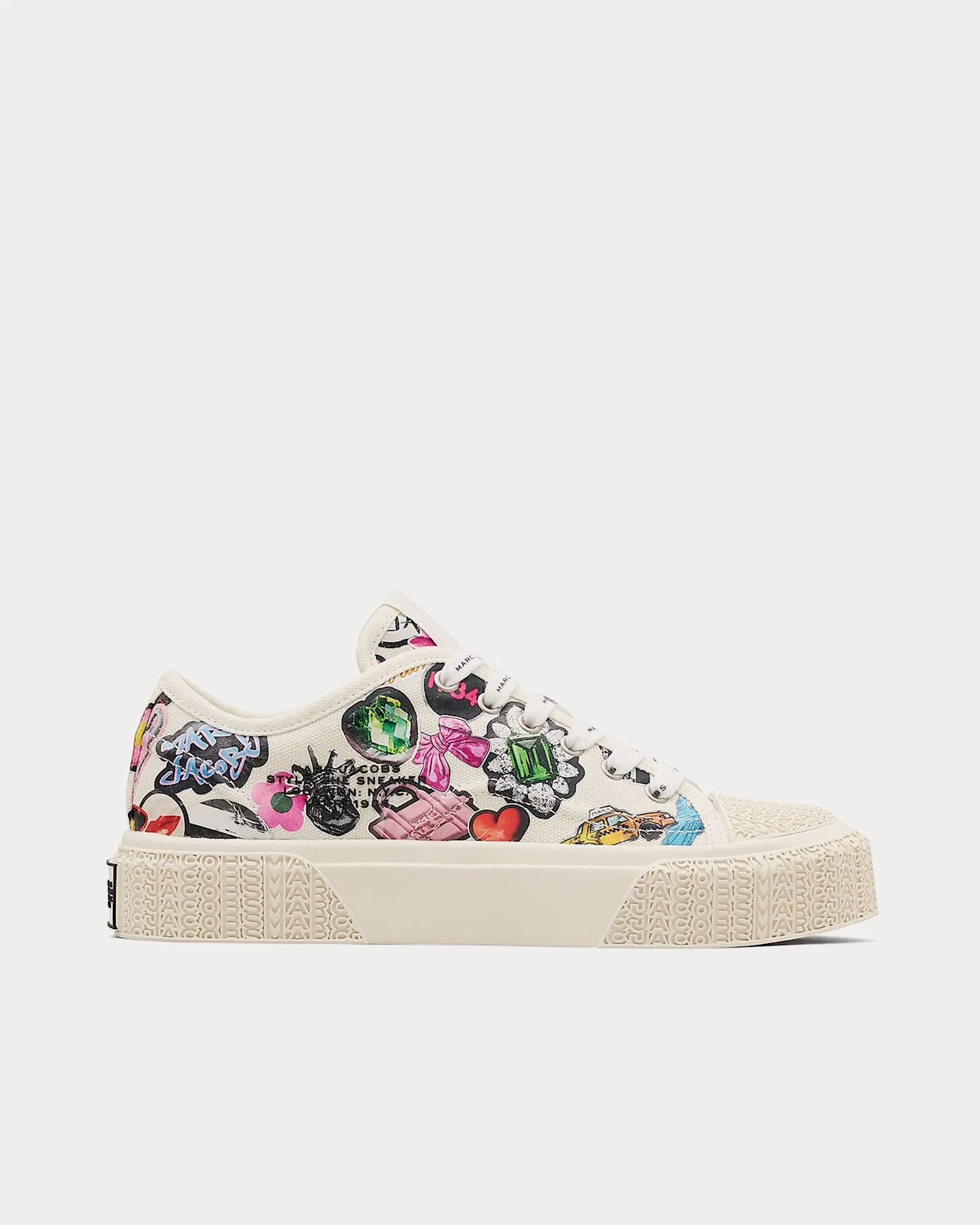 The Sticker Canvas White Low Top Sneakers
